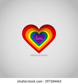 Rainbow vector heart celebrate the equality of love