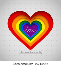 Rainbow vector heart celebrate the equality of love