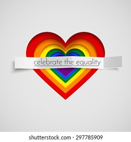 Rainbow vector heart celebrate the equality of love