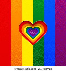 Rainbow vector heart celebrate the equality of love