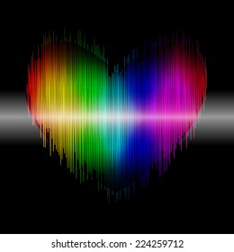 Rainbow vector heart on a black background