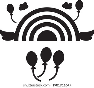 Rainbow vector icon illustration black and white