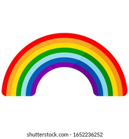 Rainbow vector icon isolated on white background. Flat design cartoon style illustration. Colorful simple rainbow symbol. Lgbt concept sign.
