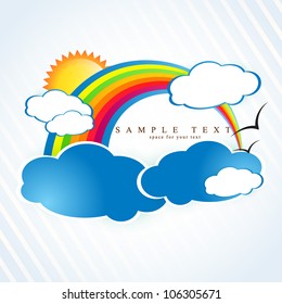 rainbow vector illustration with cloud and sun