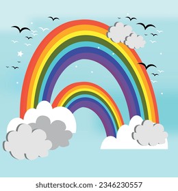 Vector arcoiris, ilustración, arco iris colorido 