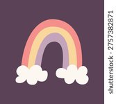 rainbow vector illustration flat cute pastel arch cloud nursery element boho symbol decorative clipart design