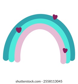 Rainbow vector illustration with hearts isolated on white