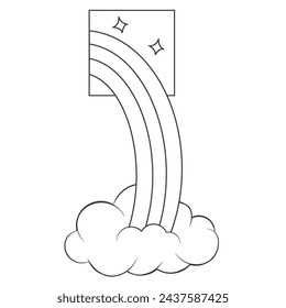Rainbow vector illustration icon. Black and white colored. Can be used for website, poster, color book etc.