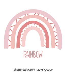 Arcoiris. Ilustración vectorial, aislada en un fondo blanco. Diseño plano al estilo de las caricaturas escandinavas. Concepto de impresión infantil.