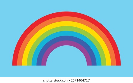Rainbow vector illustration simple flat design color palette set of seven colors. Rainbow icon.