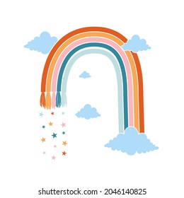 Ilustración vectorial arco iris para el diseño de camisetas. Diseño de ilustraciones vectoriales para telas de moda, gráficos textiles, impresiones.