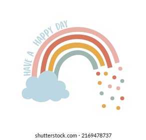 Rainbow vector illustration for t-shirt design with slogan. Vector illustration design for fashion fabrics, textile graphics and prints.