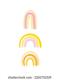 Arcoiris. Impresión vectorial para habitación infantil, tela, papel, tarjeta de felicitación, postal, tarjeta, camiseta, afiche, textil. Ilustración del vector