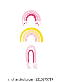 Rainbow. Vector print for children room, fabric, paper, greeting card, postcard, card, t shirt, poster, textile. Vector illustration