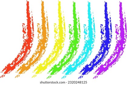 Rainbow vector shading with chalk on a white background, strokes of rainbow colors drawn with chalk on a white background. Vector illustration. EPS 10