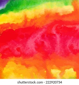 Fundo desenhado à mão de cor de água do vetor de arco-íris