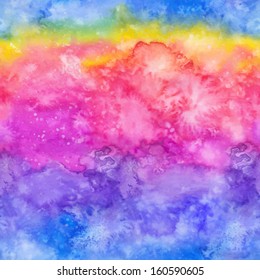 Rainbow vector watercolor hand-drawn seamless pattern tile