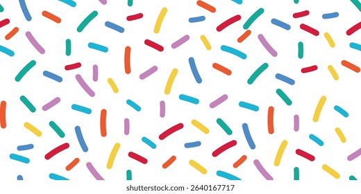 Rainbow Vermicelli Sprinkle Texture with Seamless Candy Background Featuring Donut Glaze and Sweet Colorful Sugar Decorations for Playful Dessert Inspired Pattern and Graphic Projects