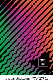 Rainbow VIP Minimal Cover. Wave Journal, Fashion Magasine Vector Template. Label Neon Certificate Template Geometric Iridescent Business Minimal Cover Creative Bright Abstract Futurist Print.