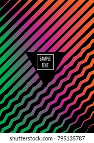 Rainbow VIP Minimal Cover. Wave Journal, Fashion Magasine Vector Template. Bright Color Certificate Template Geometric Iridescent Business Minimal Cover Creative Bright Abstract Futurist Print.