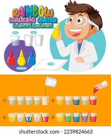 Ilustración de la ciencia del agua con marcha arco iris