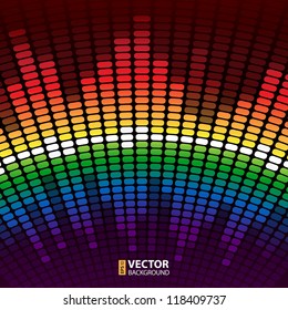 Rainbow warped digital equalizer vector background