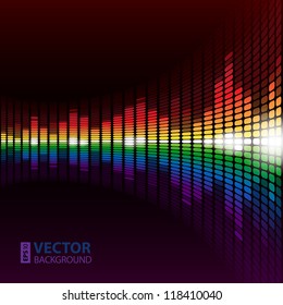 Rainbow warped digital equalizer vector background for your business presentation