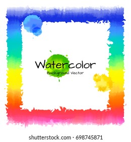 Rainbow with watercolor, background and frame, illustration vector design.