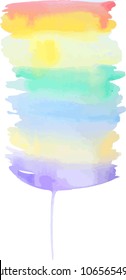 Rainbow. Watercolor. Bright vector illustration isolated on white background. Red, orange, yellow, green, blue, purple textured bands. color grunge brushes. Gay pride LGBT flag. 