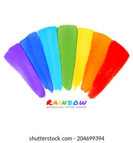 Rainbow Watercolor Brush Smears, vector illustration, logo