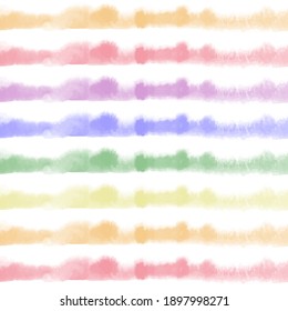 Rainbow Watercolor Brush Stripes Pattern.