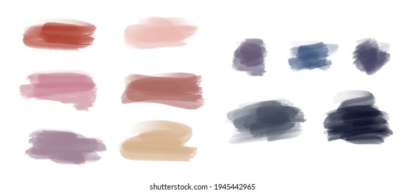 Rainbow watercolor brush stroke stripes isolated on white. Colorful painted grunge stripes set. Vector illustration.