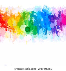 Rainbow Watercolor Brush Strokes Background. Vector Version