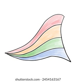 Elemento de garabato de acuarela de arco iris, Ilustración vectorial.