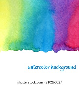 rainbow watercolor element for backgrounds, frames, decoration - hand drawn vector illustration