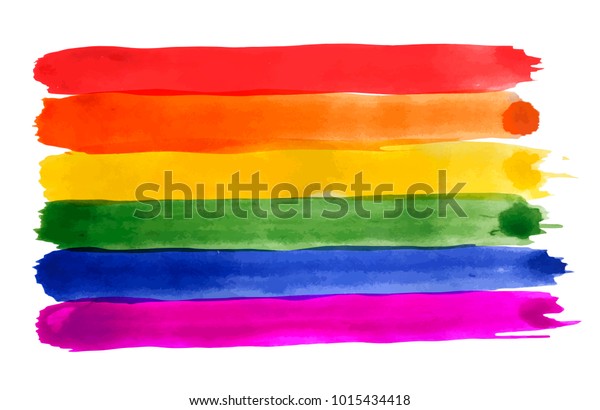 虹 水彩模造 白い背景に明るいベクターイラスト 赤 オレンジ 黄色 緑 青 紫のテクスチャーのあるバンド カラーグランジブラシのセット ゲイのプライドlgbt国旗 のベクター画像素材 ロイヤリティ フリー