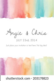 Rainbow Watercolor Invitation Template Vector