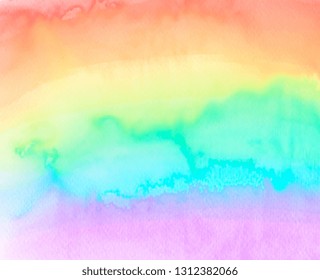 Rainbow watercolor paper texture vector bright abstract wallpaper. Colorful liquid aqua hand drawn canvas for art design, cover, vintage card, banner, grunge poster