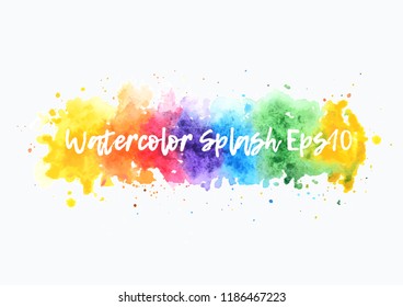 Rainbow Watercolor Splash Background. Vector Illustration