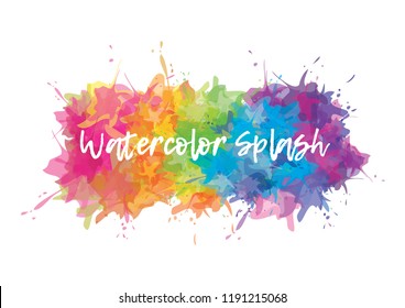 Rainbow watercolor splash background. Vector, eps 10
