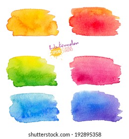 Rainbow watercolor stains set