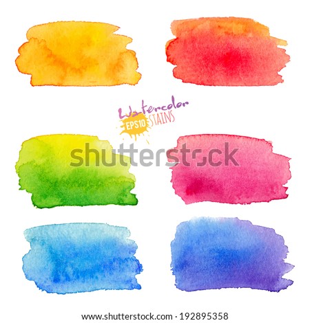 Rainbow watercolor stains set