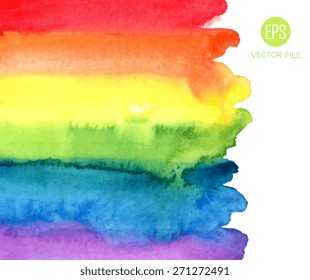 Rainbow, watercolor texture. Abstract background vector. Colorful, red, orange, yellow, green, blue, indigo, violet colors. 