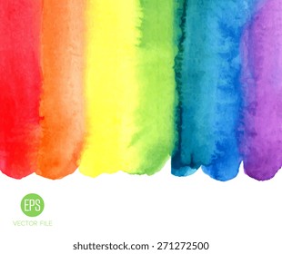 Rainbow, watercolor texture. Abstract background vector. Colorful, red, orange, yellow, green, blue, indigo, violet colors. 