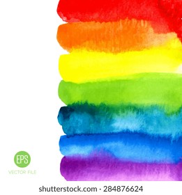 Rainbow, watercolor texture. Abstract background vector. Colorful, red, orange, yellow, green, blue, indigo, violet colors. Web and mobile interface, website template