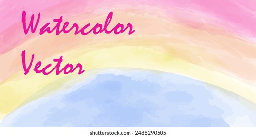 Rainbow watercolor vector background Multicolored banner Rainbow hand drawn template for holiday advertising presentation congratulations