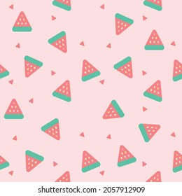 rainbow watermelon fabric seamless cute pattern in pink background