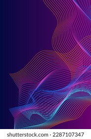 Rainbow Wave Background Violet Vector. Amplitude Illustration. Gradient Line Fiction. Array Soundwave Banner. Colorful Fashion.