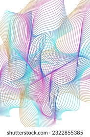Rainbow Wave Background White Vector. Motion Backdrop. Multicolored Ribbon Synergy. Mesh Isolated Texture. Bright Figure Contour.