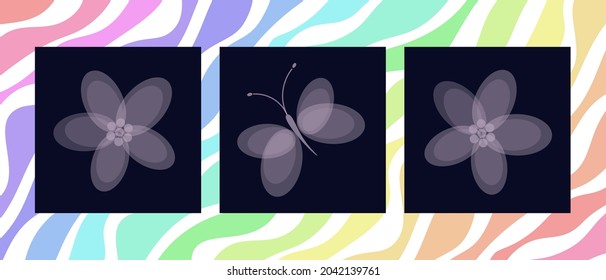 Ilustración del vector de flores de la ola arcoiris